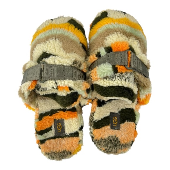 UGG Women's  All Gender Fluff It Cali Collage Olive Slippers Size 10 - Picture 6 of 9